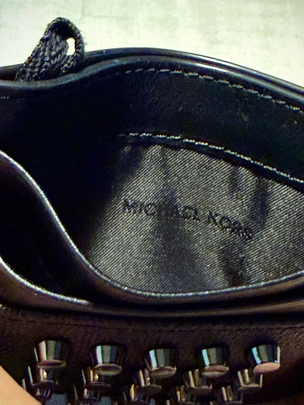 Michael Kors Black Stud-Embellished Leather Card Case